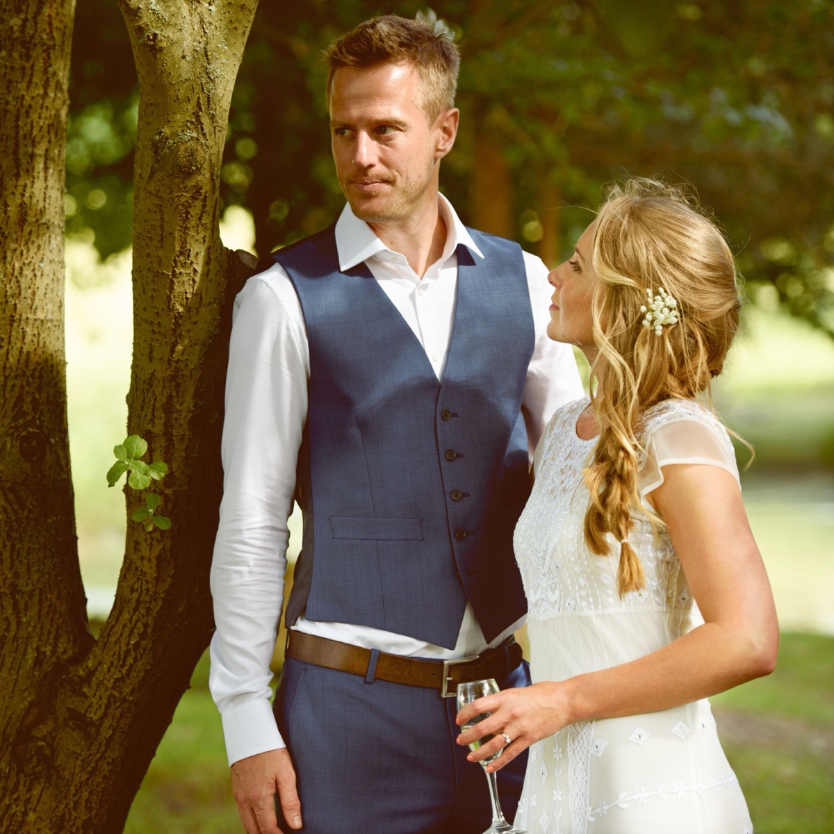Natural light portrait of a bride and groom