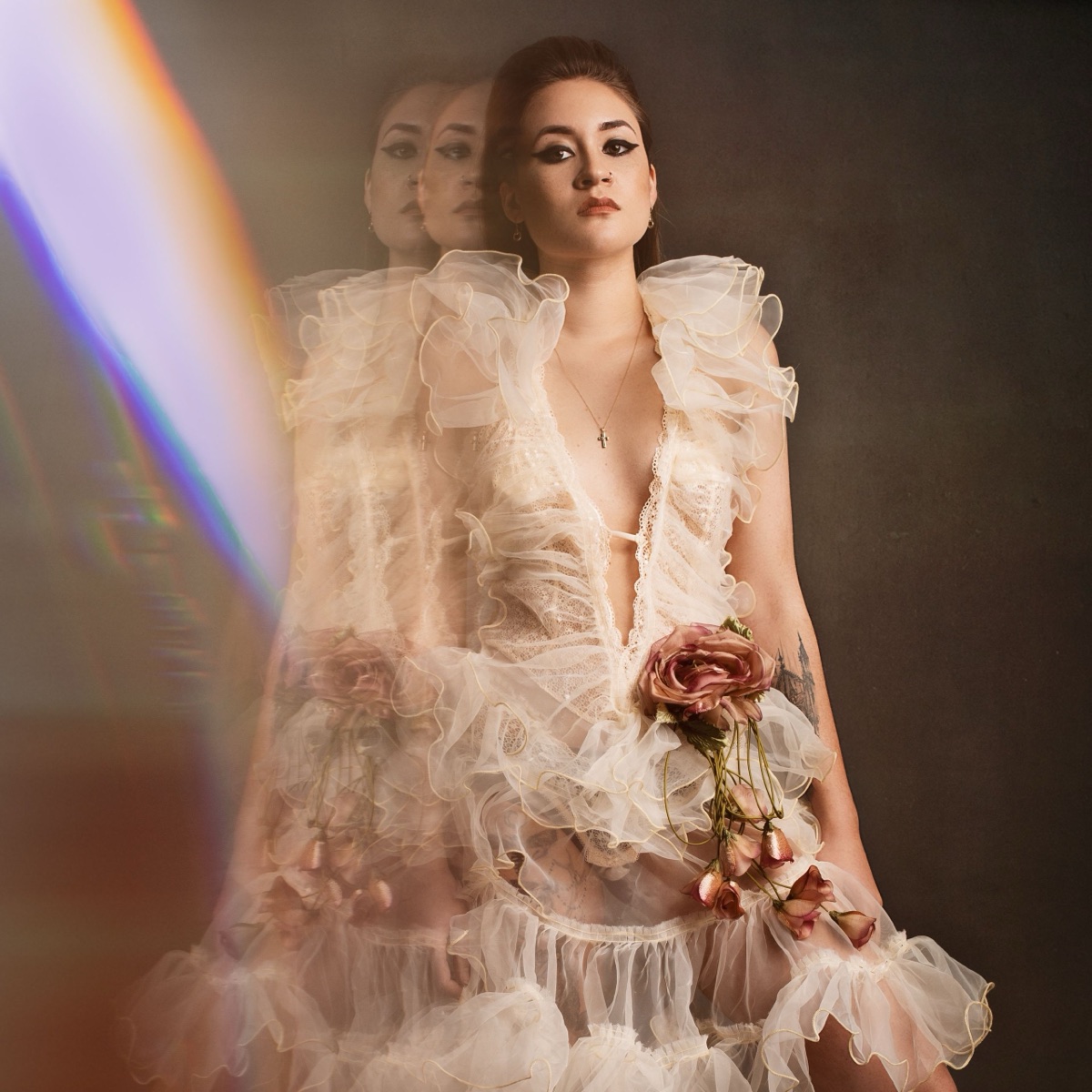 Creative fashion image with layered light